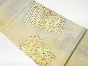 リサイクル　金彩色紙に変わり横縞・水玉模様袋帯